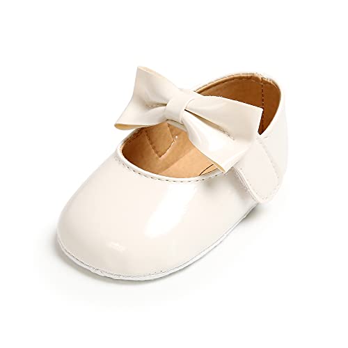 MASOCIO Zapatos Bebe Niña Primeros Pasos Bailarinas Bebé Princesa Bautizo Mary Jane Talla 18 0-6 Meses Blanco