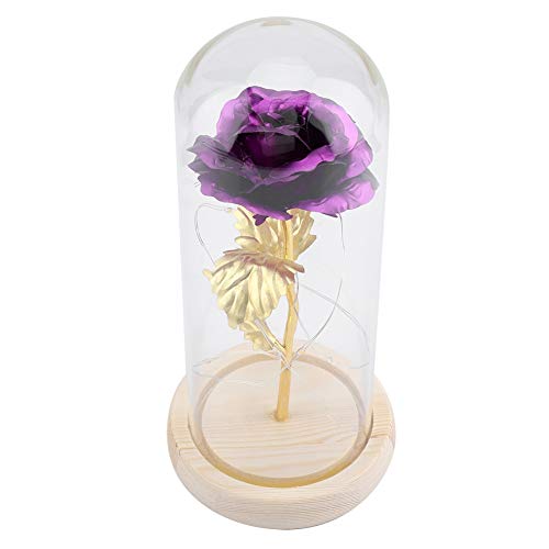 Regalo de boda de flor de rosa Luz LED significativa Regalo de flor de rosa Cumpleaños de boda para el Día de San Valentín Navidad(purple)