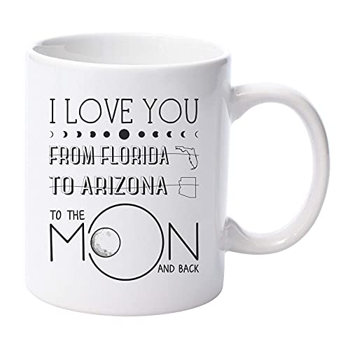 Feliz Día de la Madre Regalo para mamá Estado a Estado Florida Taza de Arizona Te amo hasta la luna y la espalda Regalos para mamá de la hija Hijo Poemas de mamá Taza de café Taza de té 11 oz