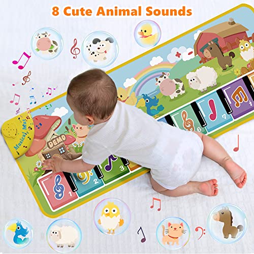 Lobyoh Alfombra Musical para Bebé con 8 Animales, de Piano Alfombrilla de Baile, Regalo de Cumpleaños para Niños, Infantil Juguetes