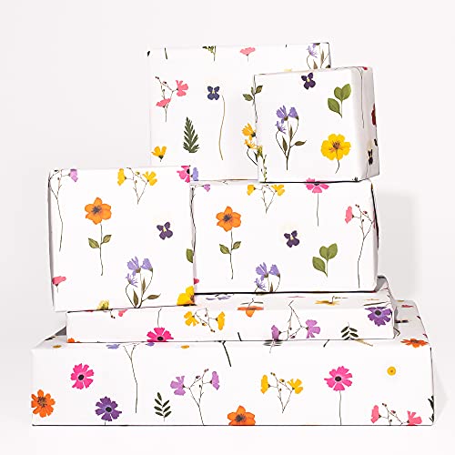 Central 23 - Papel de regalo floral - Papel de regalo blanco - Para mujeres niñas - Flores rosas - 6 hojas de papel de regalo para ella - Reciclable - Fabricado en el Reino Unido